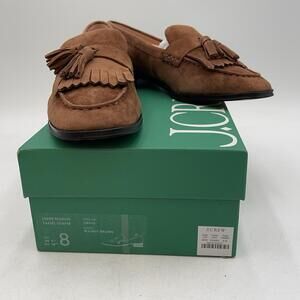 J.Crew Suede Maison Tassel Loafer Shoes Womens Brown Flats Slip On Size 8